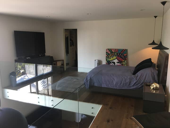 Television de 80 pulgadas, sistema sonos, playstation 3, aspiradora roomba, purificador de aire, Aire acondicionado y Calefacción