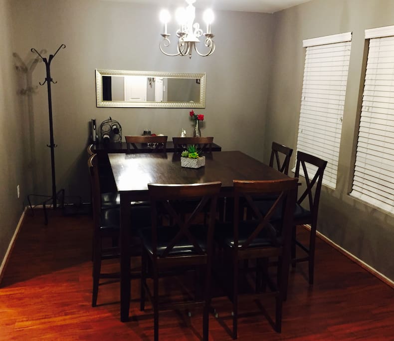 Share a great meal in this dining room for 8.