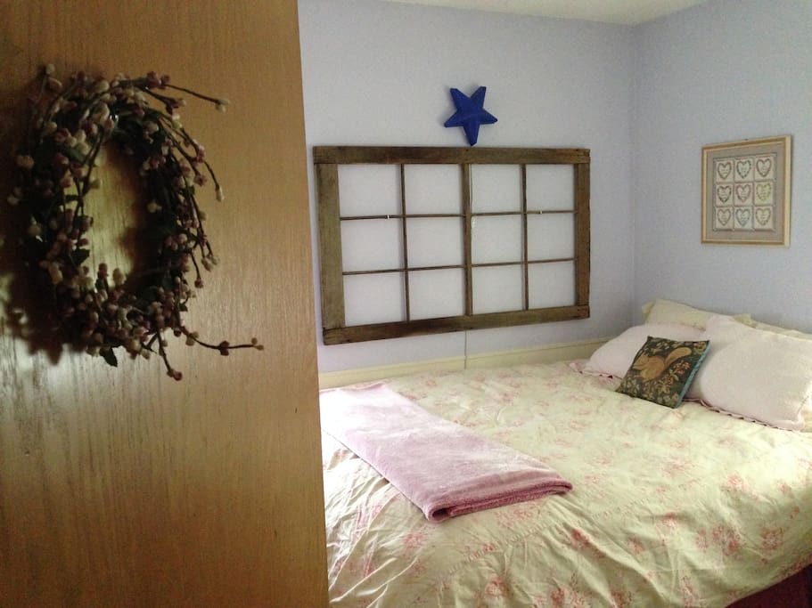 Comfy bed welcomes you home after a day exploring the cities!