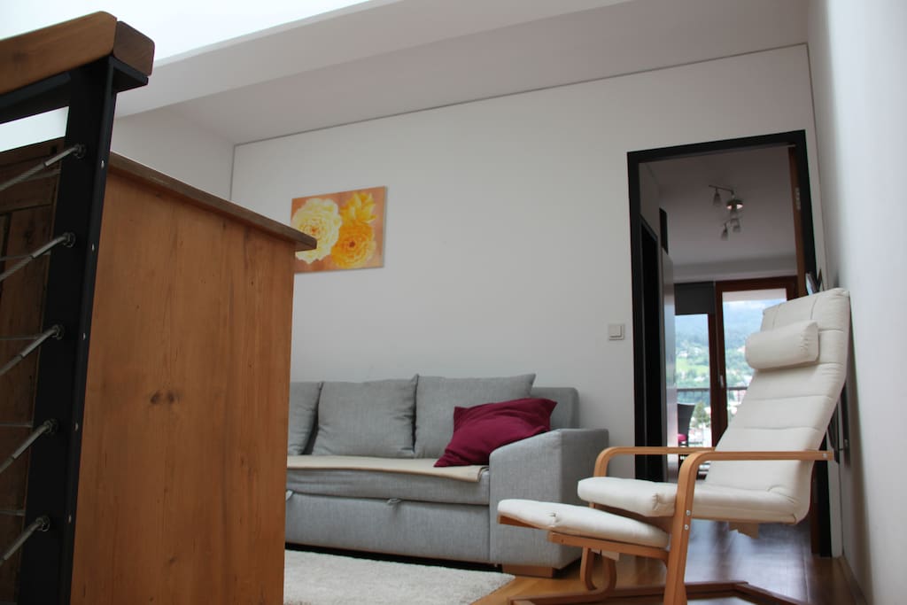 The living area in the upper floor