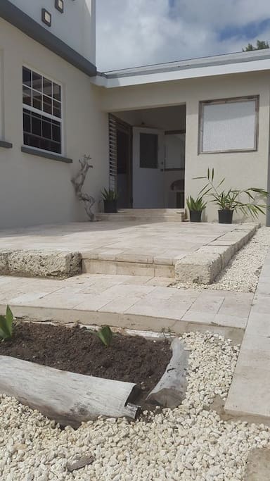 Travertine porch
