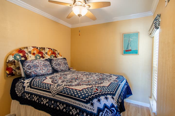 Enjoy a great nights sleep by pulling down the blackout drapes.