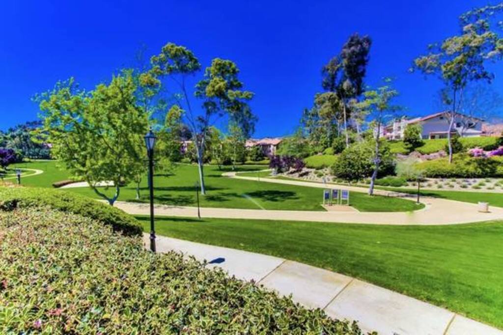 Two blocks away: park with trail and fitness/stretch stations