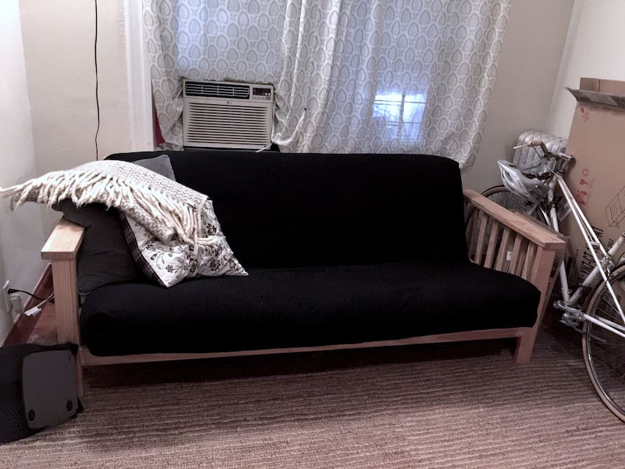 Private living room with second full size futon