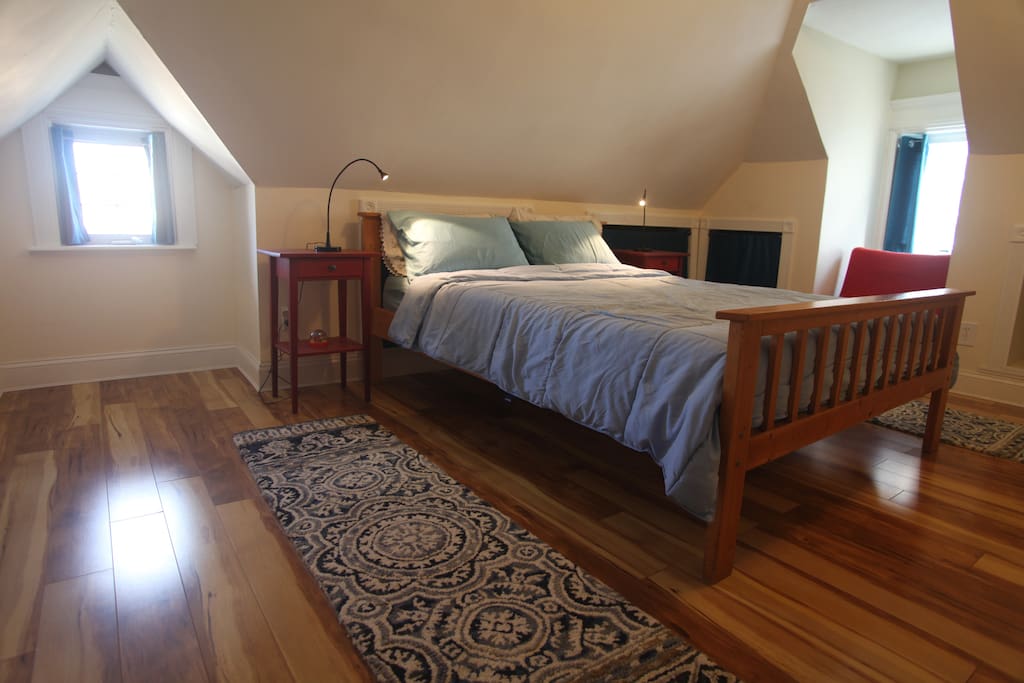 Comfortable queen bedroom with huge closet