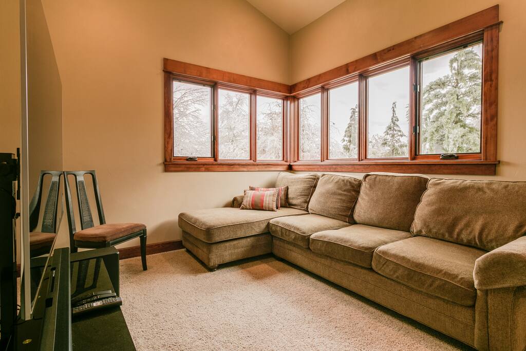 Large Screen TV (left) in Separated Media Room