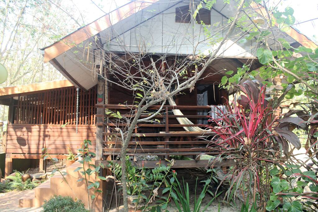 The large front porch is a great place to chill out. The raised construction and open air plan means it rarely gets very hot at night.