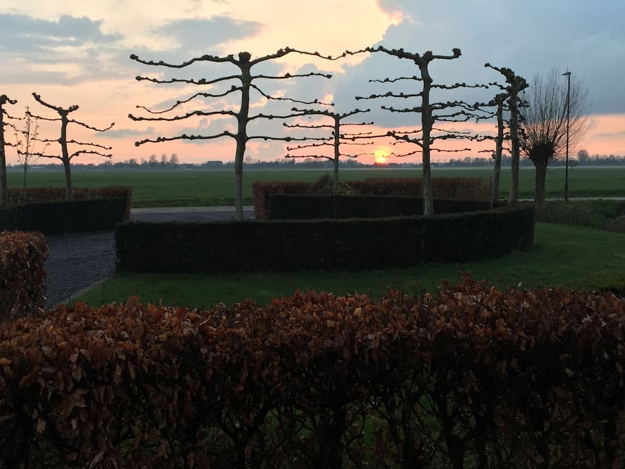 view from the house in the evening with beuatiful sunsets