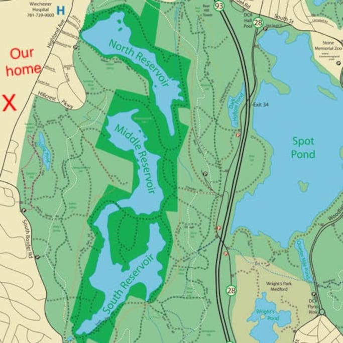 Our home lies right next to the Fells Reservation.
