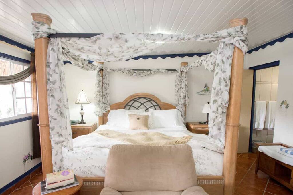 This luxury room comes with a king size bed, private ensuite bathroom, kitchenette, sitting area AC, TV and WIFI.