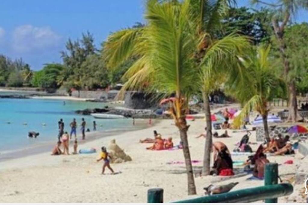 Pereybere beach , one of the best for swimming, within 3 minutes walking distance