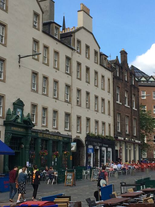 Local restaurants and bars at foot of appartment