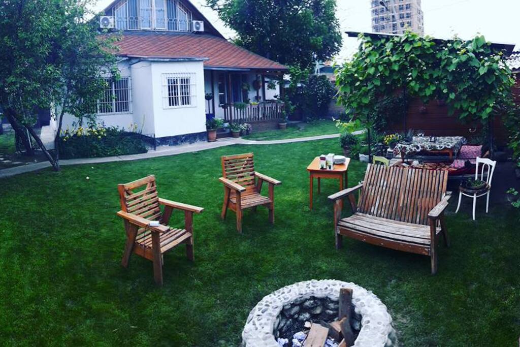 Fire pit and yard