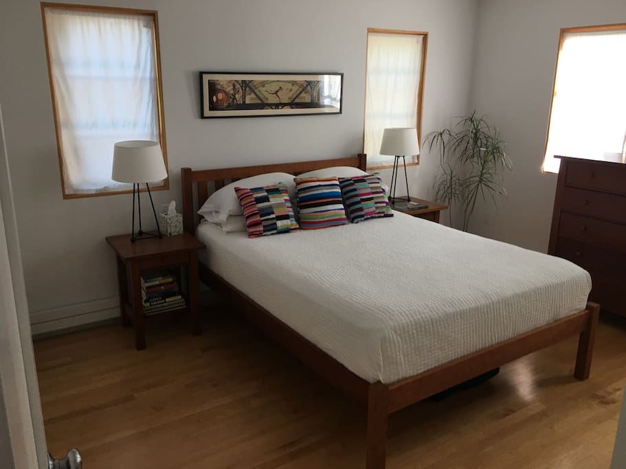Master Bedroom with queen sized mattress right off master bath.