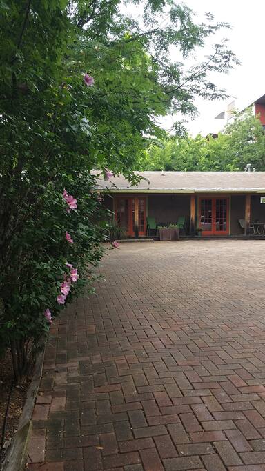 Parking lot and front of building