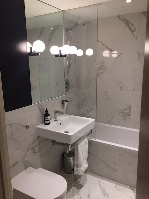 Brand new bathroom with heated de-mist mirror