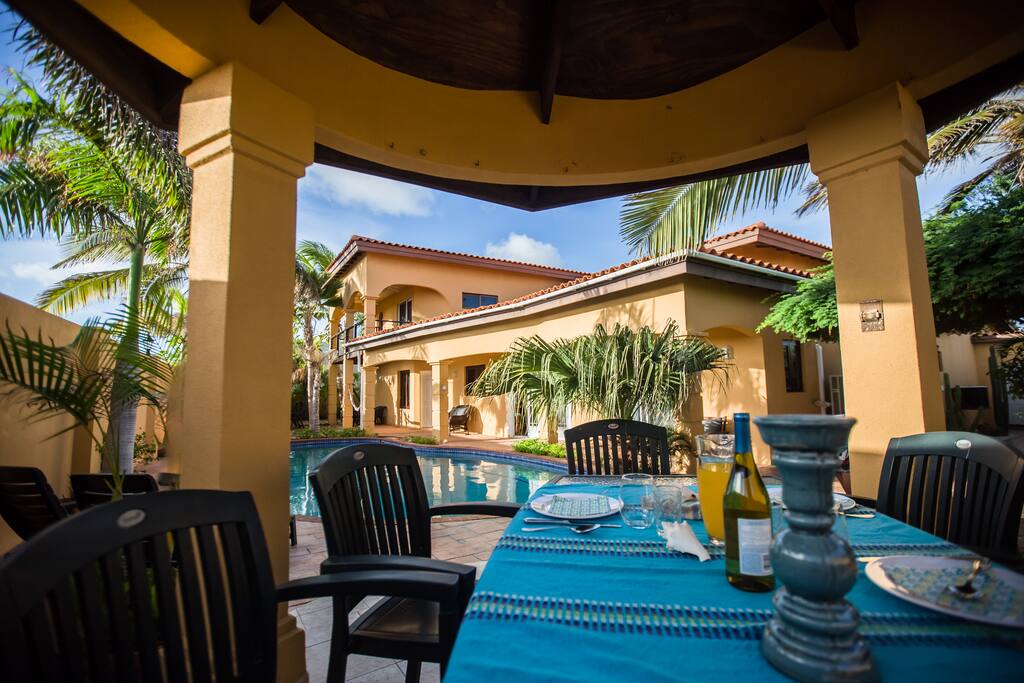 The outside dining area