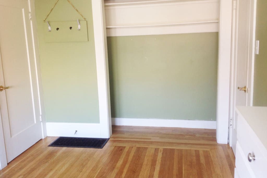 Closet, hardwoods and two doors