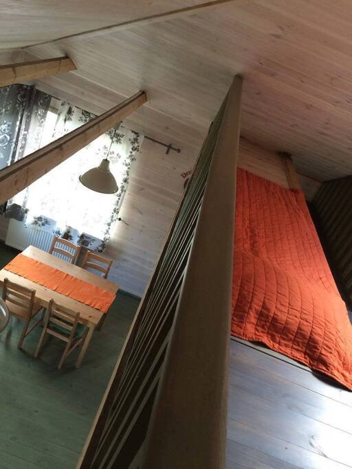 View from mezzanine to the living room