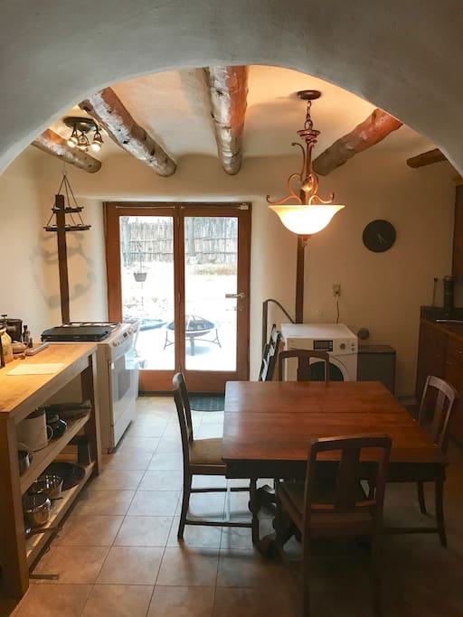 Kitchen and patio door.
