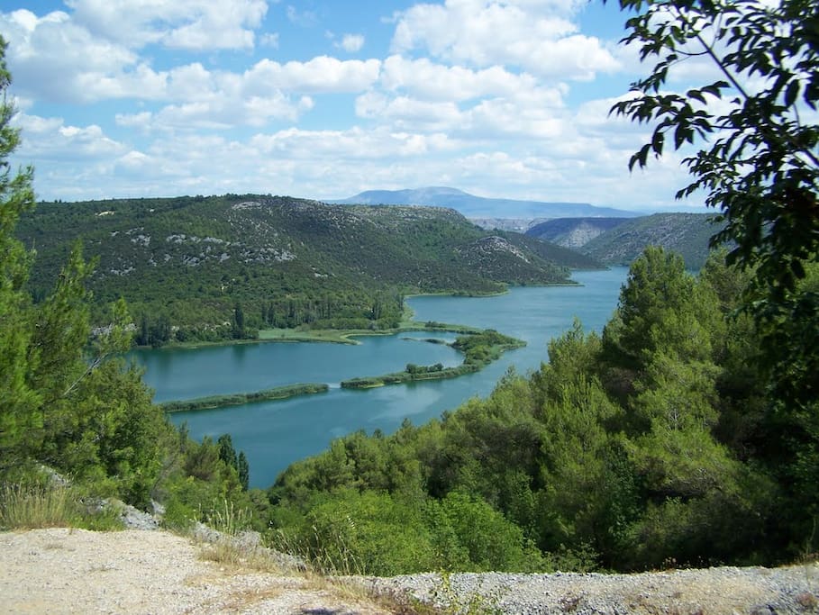 View from National Park Krka to top of mountain Promina, house is located under the mountain on 500 meters sea elevation. National Park Krka is one of best ones in whole Europe, million guests per year, and it is 25 km long, I am close to Brljan lake, and Roski Slap, upper part of Park. Driving is necessary.