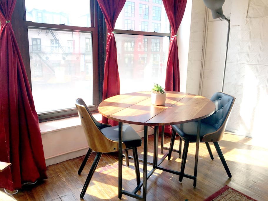 A breakfast nook/work area for your convenience