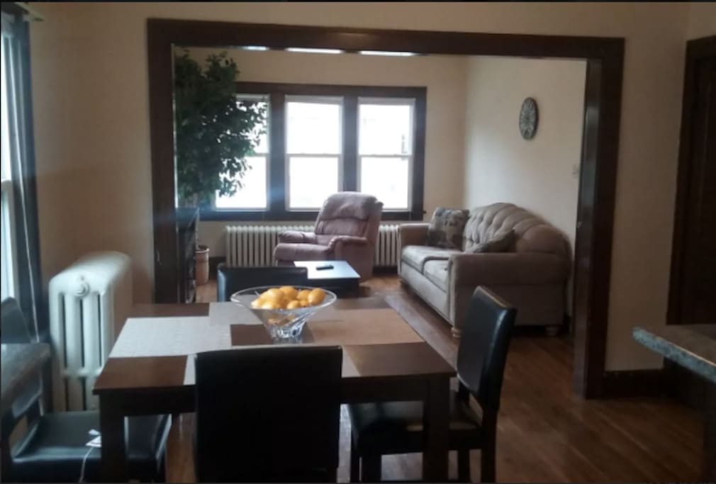 Beautiful open living room and dining room
