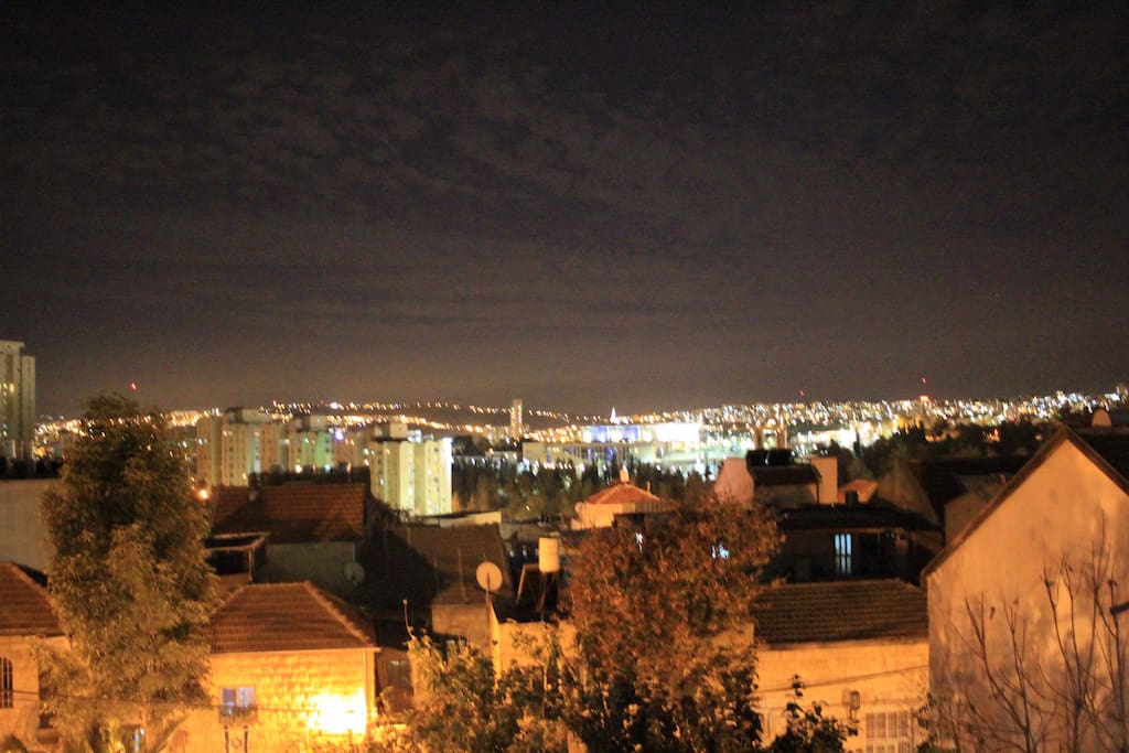Nighttime balcony view
