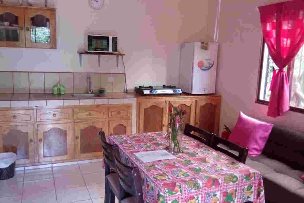 Le salon avec coin cuisine