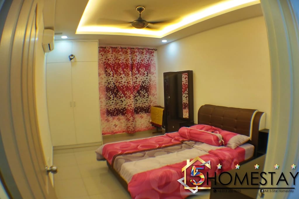 Bedroom with Queen Bed + Air Conditioner