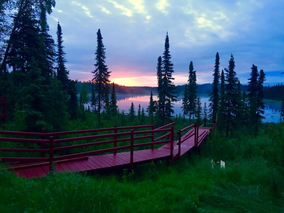 Morning sunrise June 21, 2017 Summer Solstice. View from the cottage and cabin. 4:30 am.