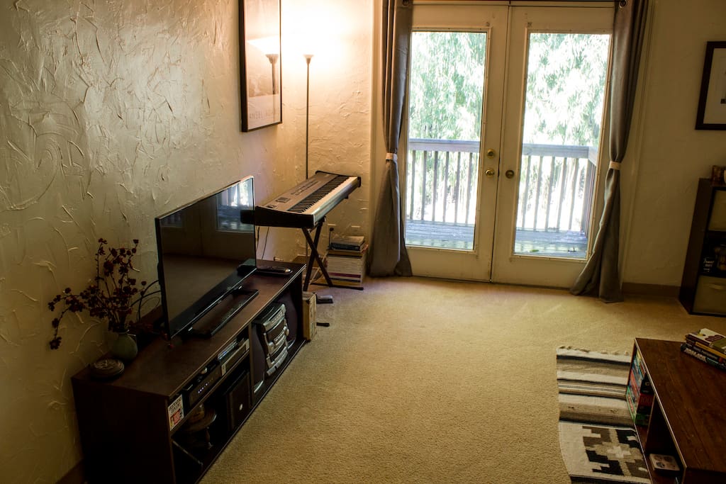 Living Room - media center (TV, soundbar, Roku media)