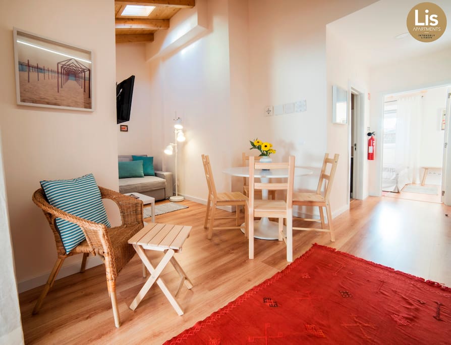 Bright dining area with air conditioning