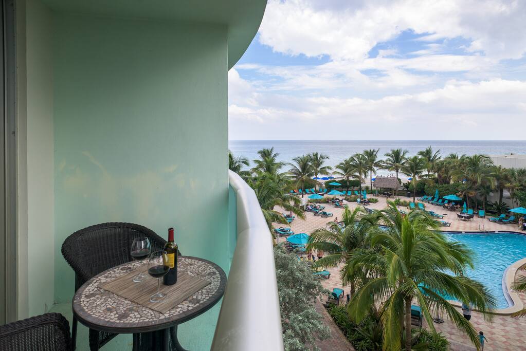 Bistro table with two chairs on the balcony!