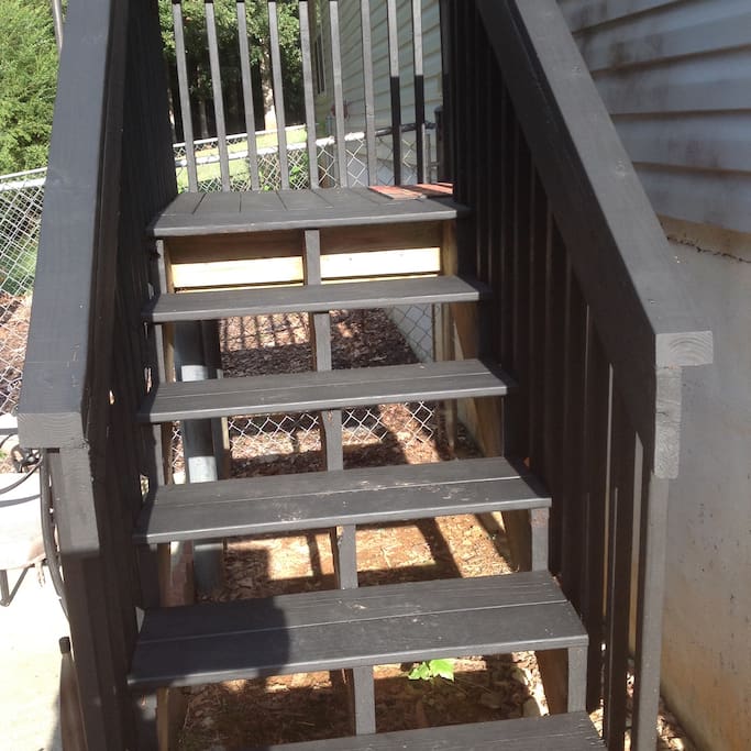 Executive suite walkway stairs.