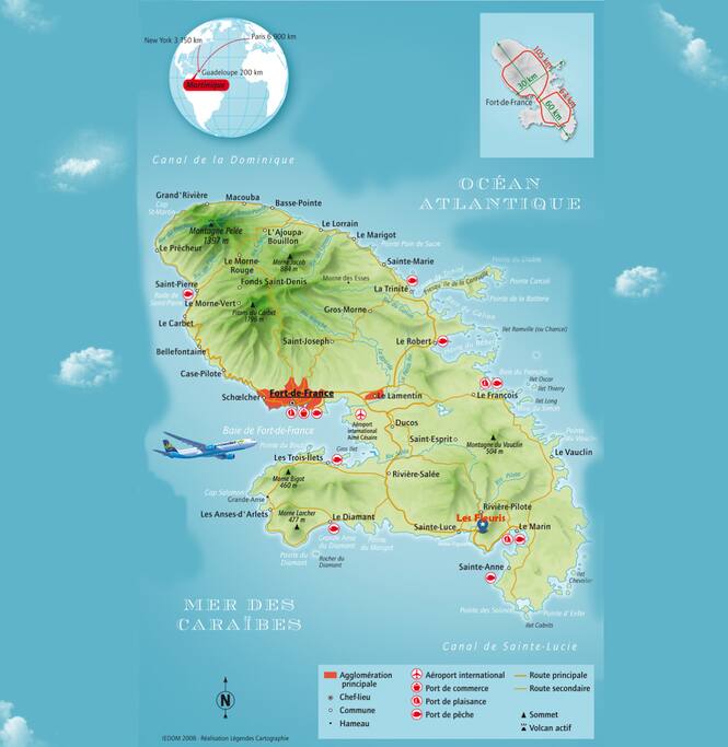 Localisation au sud de la Martinique, dans la ville de Rivière-Pilote