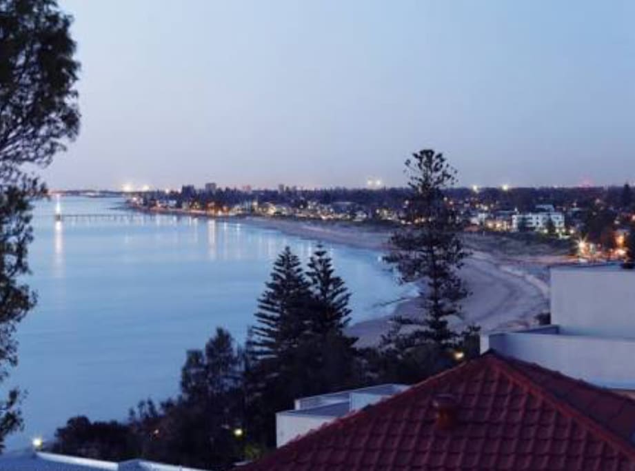 Kingston Park by night. Our house is 100m to the clifftop.