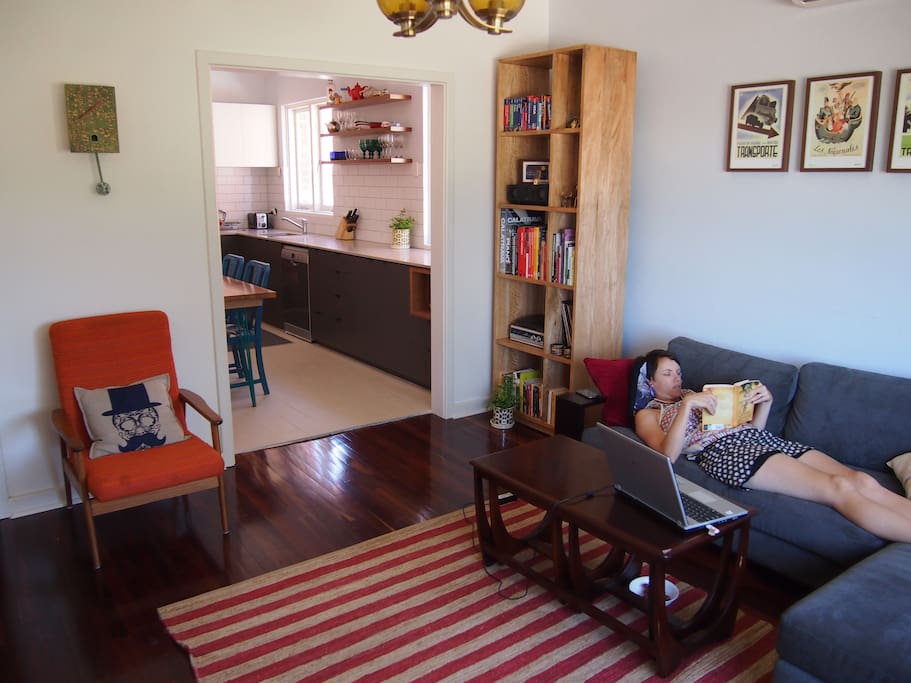 Lounge and into kitchen (Kelly reading!)