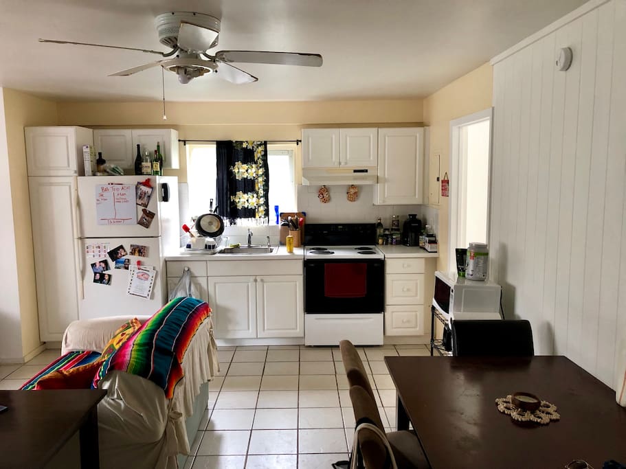 Open, shared kitchen with great lighting to kick start your morning with a yummy breakfast.