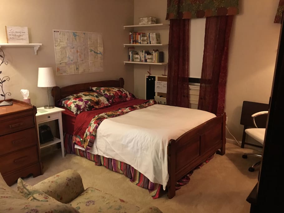 Private guest room with double bed and full bath