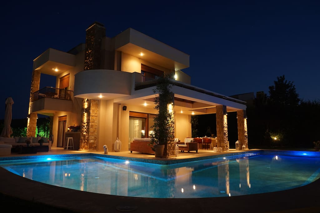 General view of the Villa by night