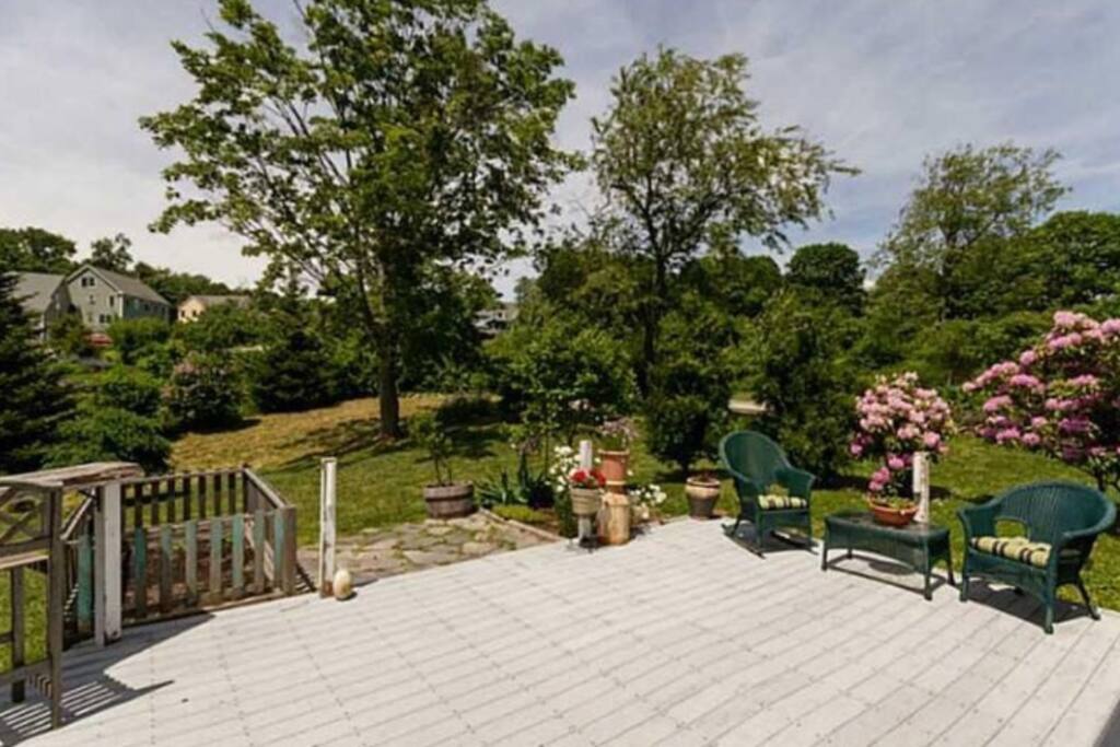 Back yard and patio complete with tomato and herb garden that you are welcome to.
