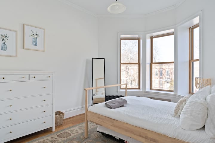 This beautiful bedroom has a full over twin trundle bed that can sleep three! 