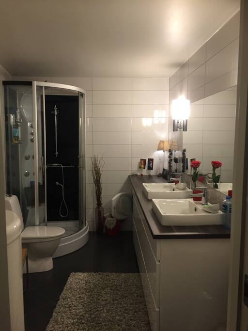 The bathroom is shared