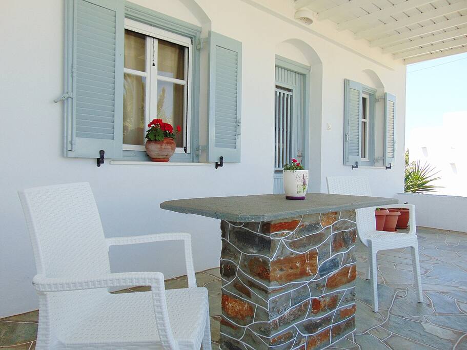 the veranda of the apartment - la terrasse de l' appartement