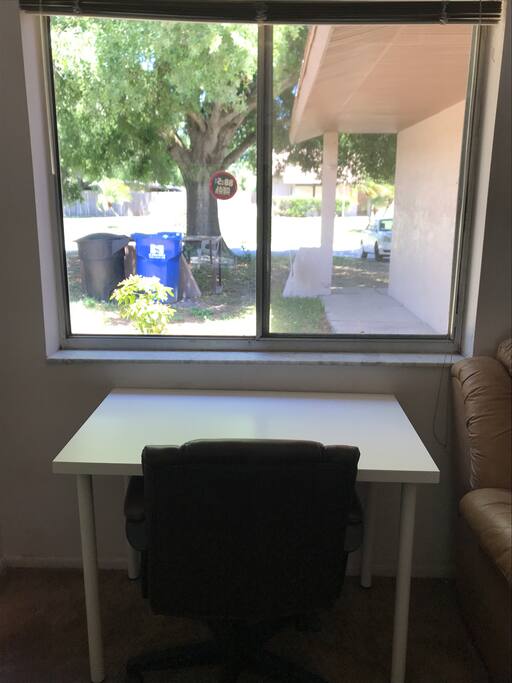 IKEA desk in common area.