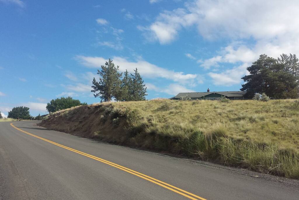 From below to show the hill