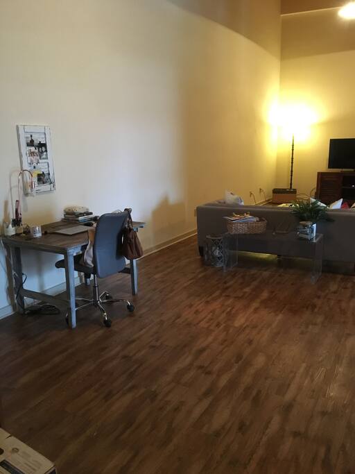 Large living area with desk