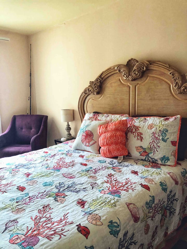 Master bedroom with full bathroom. 