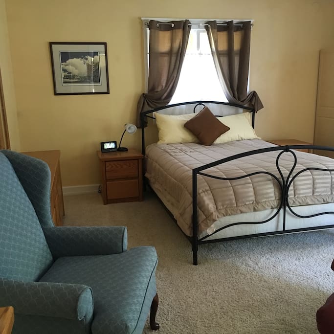 Comfortable queen size bed.